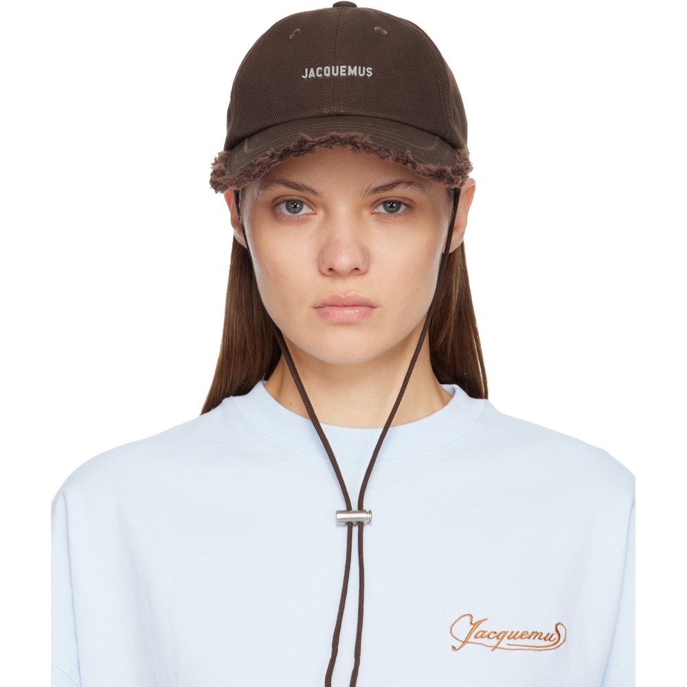 Jacquemus Les Classiques Artichaut Baseball Cap Brown Fringe Canvas Hat 58 - Picture 3 of 10